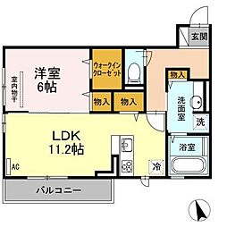 グランドール西勝山 1LDKの間取図画像
