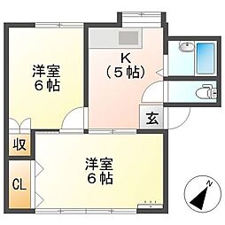 ブロンズバレーB 2Kの間取図画像