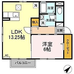 ウィルモア市名坂 1LDKの間取図画像