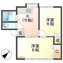 ブロンズバレーA 2Kの間取図画像