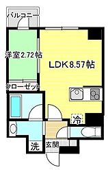 APPLE原町 1LDKの間取図画像