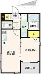 ハーモニーテラス高松VI 1DKの間取図画像