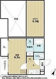 シエル荒巻 1Kの間取図画像