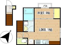 LibraCourt東仙台 1LDKの間取図画像