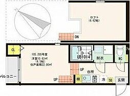 ソフィアK 1Kの間取図画像