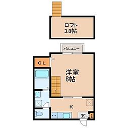 クレアフォーチュンマテリア 1Kの間取図画像