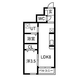 グランクラス3 1LDKの間取図画像