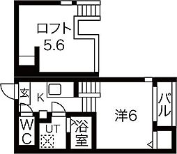 ハーモニーテラス山手町4 1Kの間取図画像