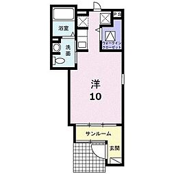 シャロームスガワラC ワンルームの間取図画像