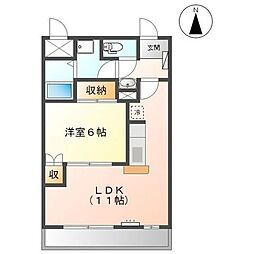 サンコート円B棟 1LDKの間取図画像