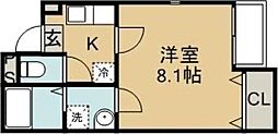アムール仙台 1Kの間取図画像