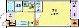 アリュール薬師堂 1Kの間取図画像