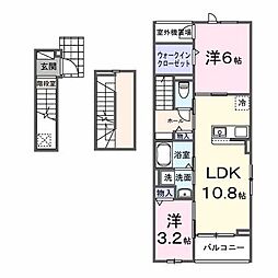サンパティークG棟 2LDKの間取図画像