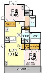 トリシア中條 A 2LDKの間取図画像