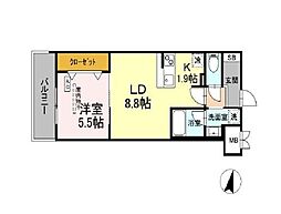 BULL house 1LDKの間取図画像