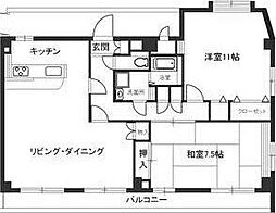 アバンサール泉中央 2LDKの間取図画像