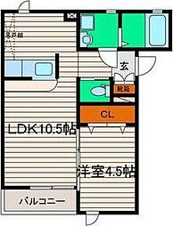 ラ・グラシューズ 1LDKの間取図画像