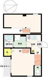 ハーモニーテラスLaVenus 1Kの間取図画像