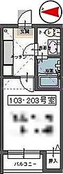リシュール八乙女 1Kの間取図画像