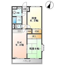プロニティー南吉成 2DKの間取図画像