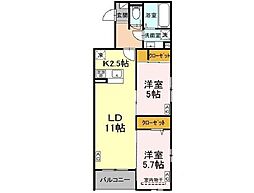 仙台市青葉区小田原8丁目アパート 2LDKの間取図画像