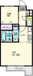 THEIOTHaranomachiα 1LDKの間取図画像