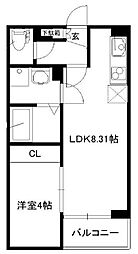グラン大和町 1LDKの間取図画像