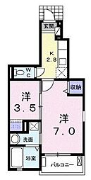 ムーンシーサ 2Kの間取図画像