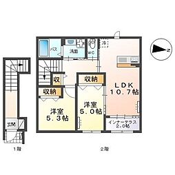 S'sコーポII 2LDKの間取図画像