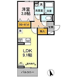ボヌールH 1LDKの間取図画像