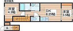 Pland鹿野本町 2DKの間取図画像