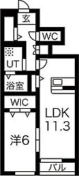 プラムツリー梅ノ木B 1LDKの間取図画像