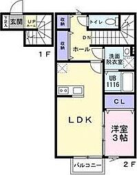 仙台市若林区二軒茶屋アパート 1LDKの間取図画像