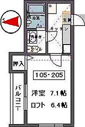 サザンパラダイス 1Kの間取図画像