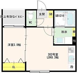 杜ノ川テラス 1LDKの間取図画像