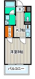 ヴィアーレ勾当台2 1Kの間取図画像