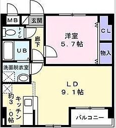 東仙台レジデンス貮番館 1LDKの間取図画像