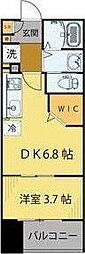 シェルグランデ鉄砲町東 1DKの間取図画像