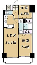 パシフィック五橋 2LDKの間取図画像