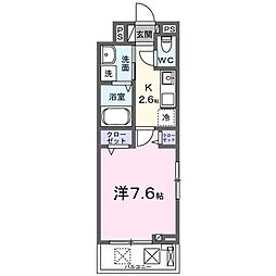 フェルヴォーレ 1Kの間取図画像