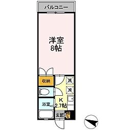 ラフォーレ東勝山 1Kの間取図画像