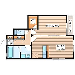 レジュウィールi 1LDKの間取図画像