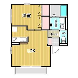 ノエル若林B 1LDKの間取図画像