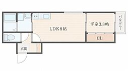 Ribordone 1LDKの間取図画像