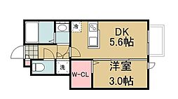 仙台市太白区太子堂アパート 1DKの間取図画像