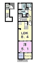 サニーサーガ 1LDKの間取図画像