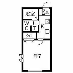 PRESTIA1 1Kの間取図画像