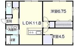 ブリリアントブルー 2LDKの間取図画像