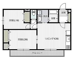 グランドュール 2LDKの間取図画像