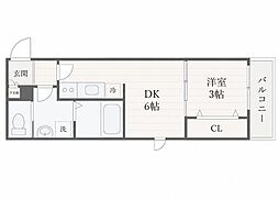 プログレス河原町 1DKの間取図画像